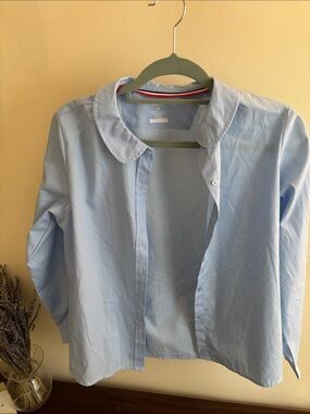French Toast Pale Blue Girls Peter Pan Collar Button-Up Shirt